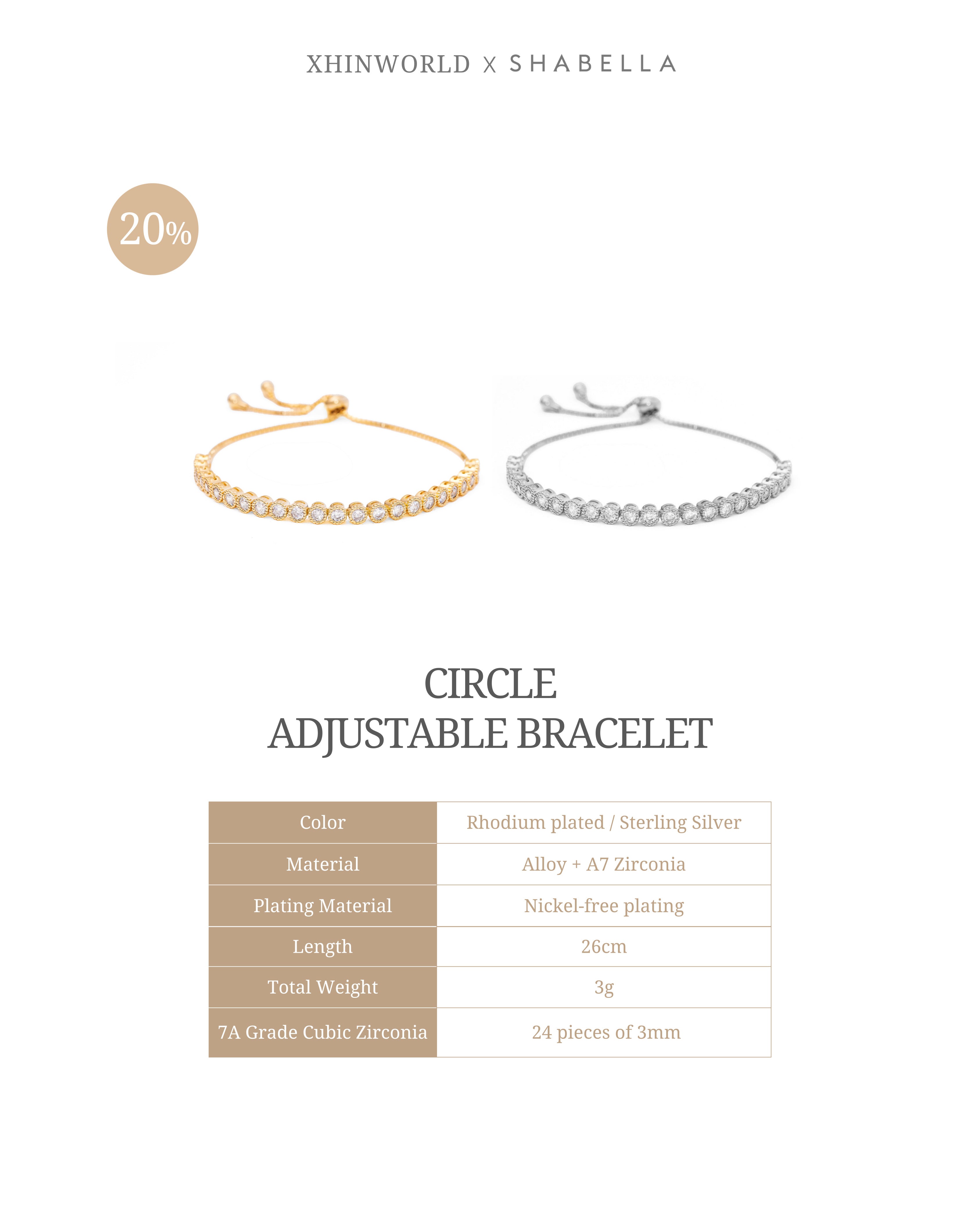 Circle Tennis Adjustable Bracelet